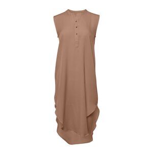 Nouvelle Palm Beach / Silk95Five Sz. L Monte Washable Silk Dress in Khaki Mauve